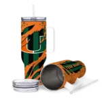 custom miami hurricanes claw cut orange black curved tumbler best selling.webp