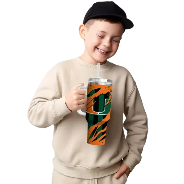 custom miami hurricanes claw cut orange black curved tumbler latest model.webp