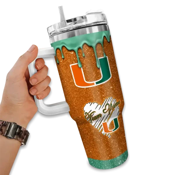 custom miami hurricanes heart helmet motif orange curved tumbler fashion forward.webp