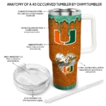 custom miami hurricanes heart helmet motif orange curved tumbler best selling.webp
