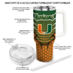 custom miami hurricanes hex texture orange curved tumbler best selling.webp