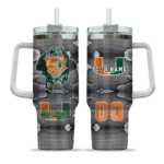 custom miami hurricanes superman shield orange gray curved tumbler best selling.webp