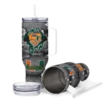 custom miami hurricanes superman shield orange gray curved tumbler best selling.webp