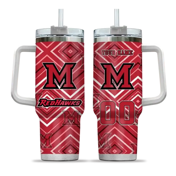 custom miami redhawks bold diamonds red curved tumbler best selling.webp
