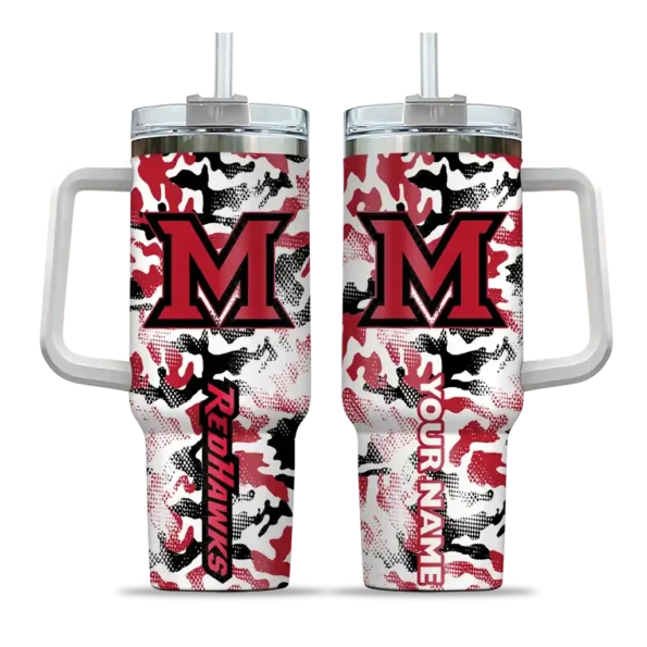 custom miami redhawks camo mashup red white curved tumbler best selling.webp