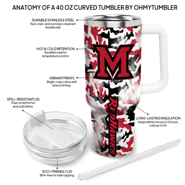 custom miami redhawks camo mashup red white curved tumbler new arrival.webp