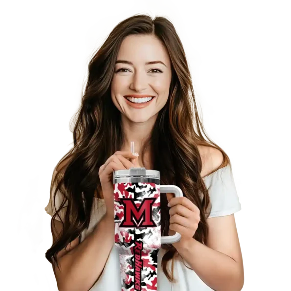 custom miami redhawks camo mashup red white curved tumbler premium grade.webp