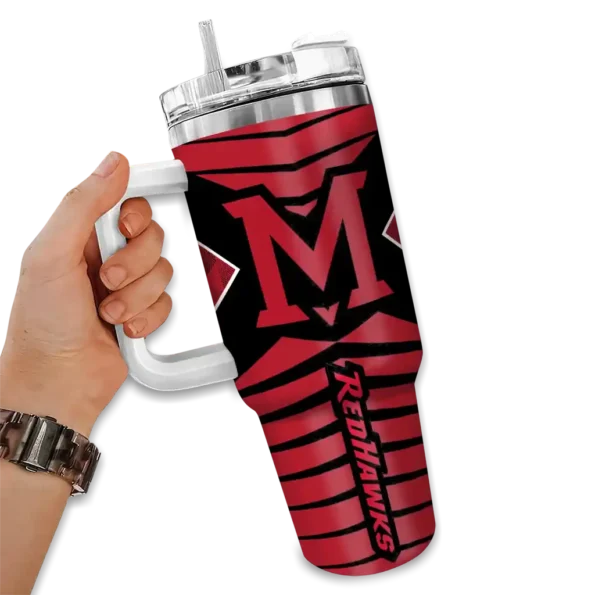 custom miami redhawks chevron layers red curved tumbler fashion forward.webp
