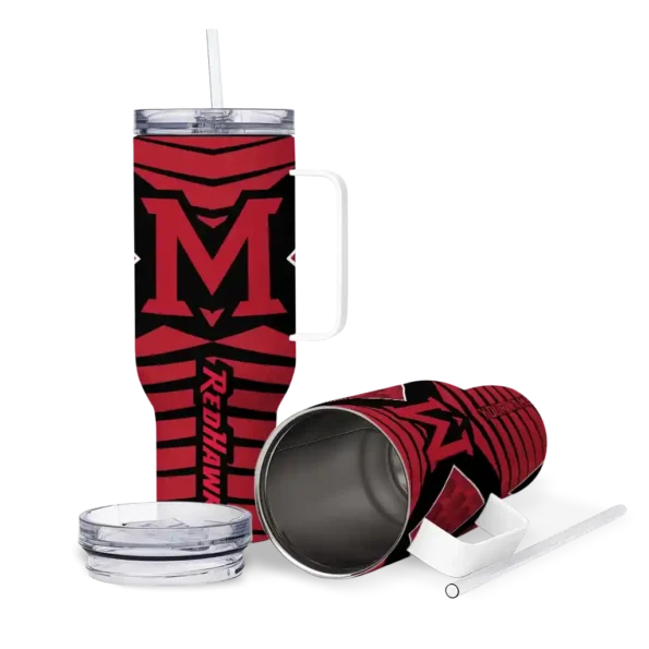 custom miami redhawks chevron layers red curved tumbler high quality.webp