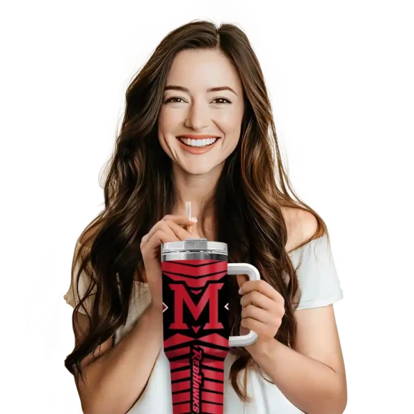 custom miami redhawks chevron layers red curved tumbler premium grade.webp