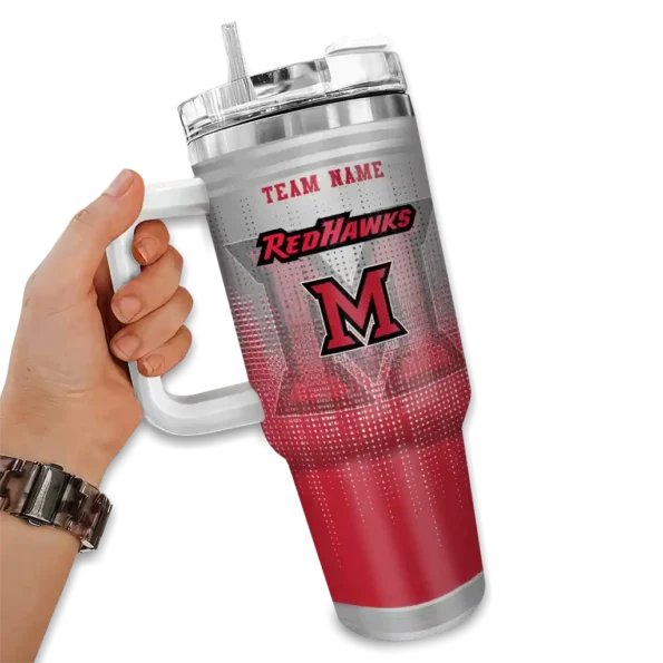 custom miami redhawks gradient dots red curved tumbler fashion forward.webp