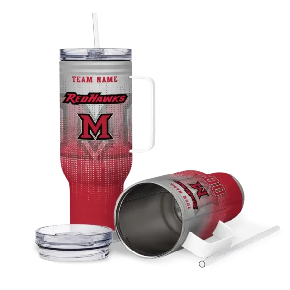 custom miami redhawks gradient dots red curved tumbler high quality.webp