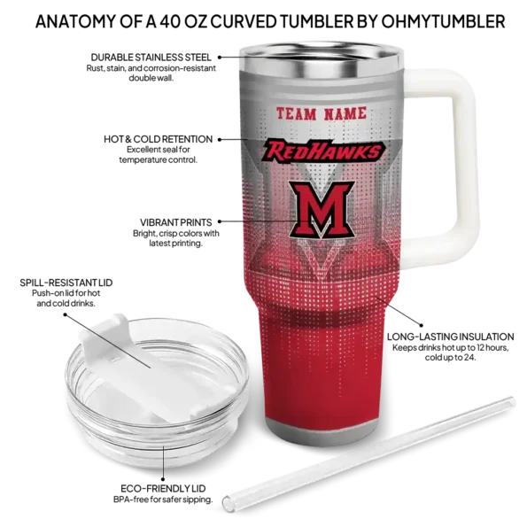 custom miami redhawks gradient dots red curved tumbler new arrival.webp