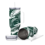 custom michigan state spartans abstract paths green curved tumbler best selling.webp