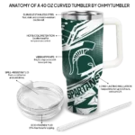custom michigan state spartans abstract paths green curved tumbler best selling.webp