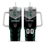 custom michigan state spartans arrow armor green black curved tumbler best selling.webp
