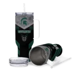 custom michigan state spartans arrow armor green black curved tumbler best selling.webp