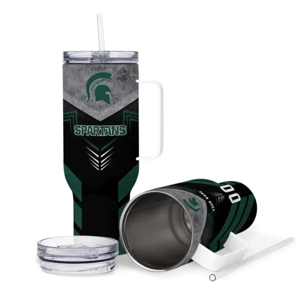 custom michigan state spartans arrow armor green black curved tumbler high quality.webp