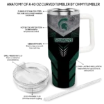custom michigan state spartans arrow armor green black curved tumbler best selling.webp