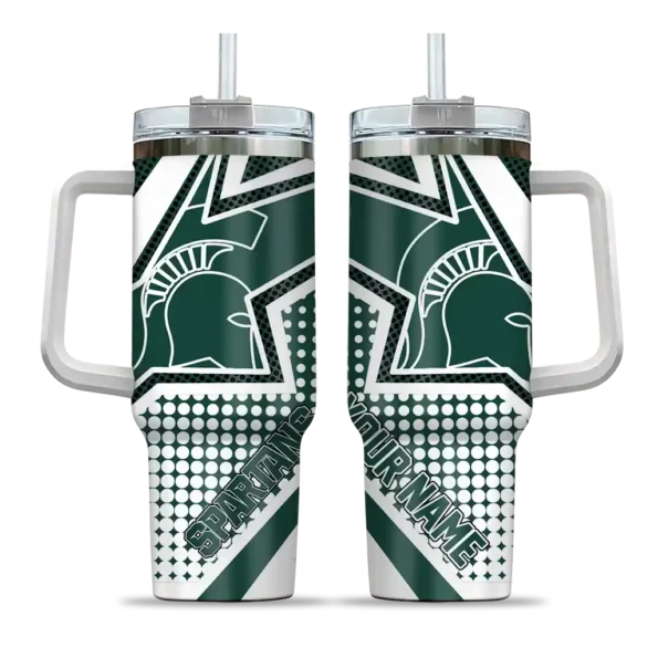 custom michigan state spartans arrow burst green curved tumbler best selling.webp