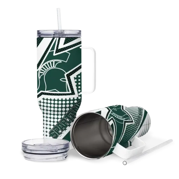 custom michigan state spartans arrow burst green curved tumbler high quality.webp