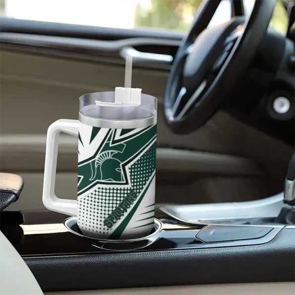 custom michigan state spartans arrow burst green curved tumbler trendy.webp