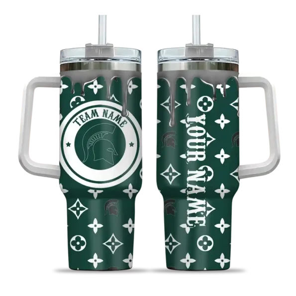 custom michigan state spartans bullseye drips green curved tumbler best selling.webp