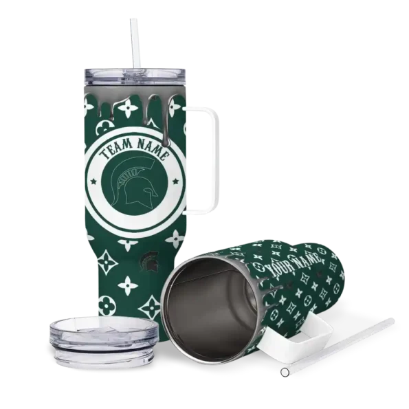 custom michigan state spartans bullseye drips green curved tumbler high quality.webp