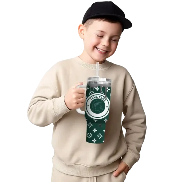 custom michigan state spartans bullseye drips green curved tumbler latest model.webp