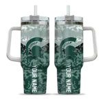 custom michigan state spartans chevron stripe green curved tumbler best selling.webp