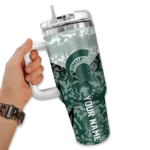 custom michigan state spartans chevron stripe green curved tumbler best selling.webp