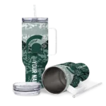 custom michigan state spartans chevron stripe green curved tumbler best selling.webp