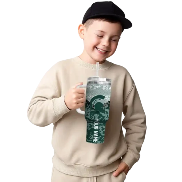 custom michigan state spartans chevron stripe green curved tumbler latest model.webp