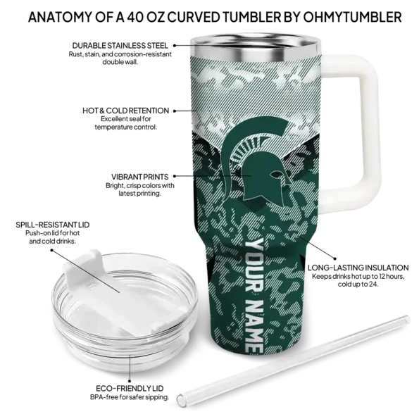 custom michigan state spartans chevron stripe green curved tumbler new arrival.webp