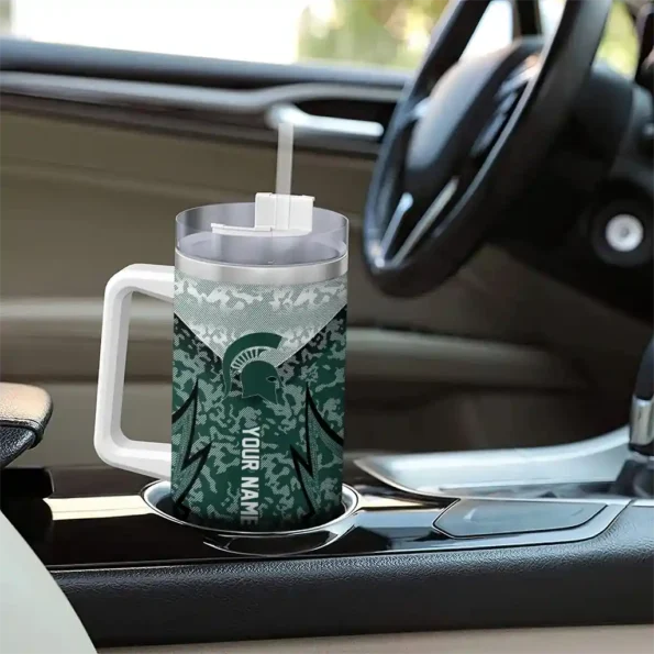custom michigan state spartans chevron stripe green curved tumbler trendy.webp