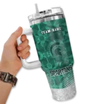 custom michigan state spartans geometric prism green curved tumbler best selling.webp