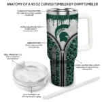 custom michigan state spartans leopard zipper green curved tumbler best selling.webp