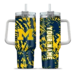 custom michigan wolverines burst swirl blue curved tumbler best selling.webp