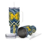 custom michigan wolverines chevron angle blue curved tumbler best selling.webp