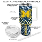 custom michigan wolverines chevron angle blue curved tumbler best selling.webp