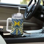 custom michigan wolverines chevron angle blue curved tumbler best selling.webp