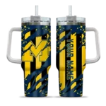custom michigan wolverines claw cut blue black curved tumbler best selling.webp