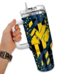 custom michigan wolverines claw cut blue black curved tumbler best selling.webp