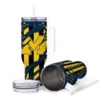 custom michigan wolverines claw cut blue black curved tumbler best selling.webp