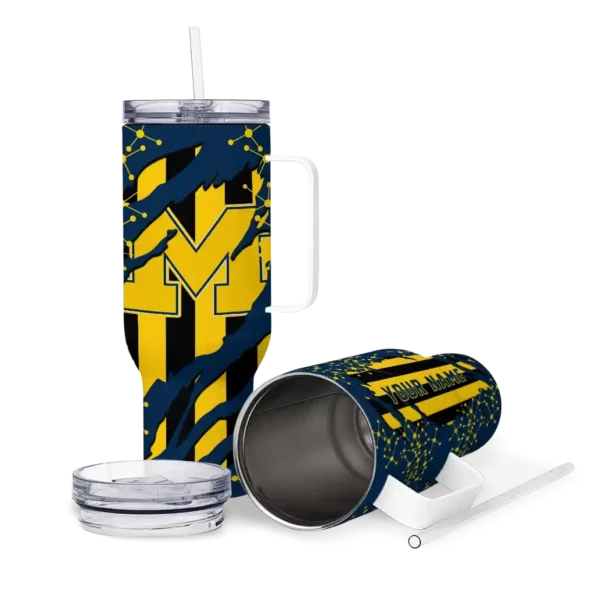 custom michigan wolverines claw cut blue black curved tumbler high quality.webp