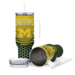 custom michigan wolverines hex texture blue curved tumbler best selling.webp