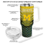 custom michigan wolverines hex texture blue curved tumbler best selling.webp