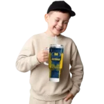 custom michigan wolverines hexagon armor blue curved tumbler best selling.webp