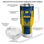 custom michigan wolverines hexagon armor blue curved tumbler best selling.webp