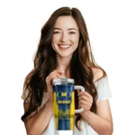 custom michigan wolverines hexagon armor blue curved tumbler best selling.webp